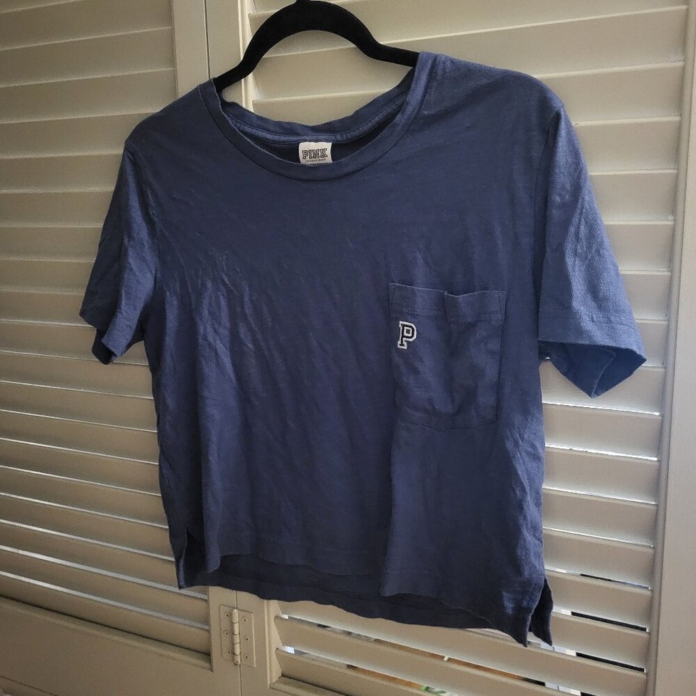 Pink Victoria's Secret Semi Cropped Blue T-Shirt XS
